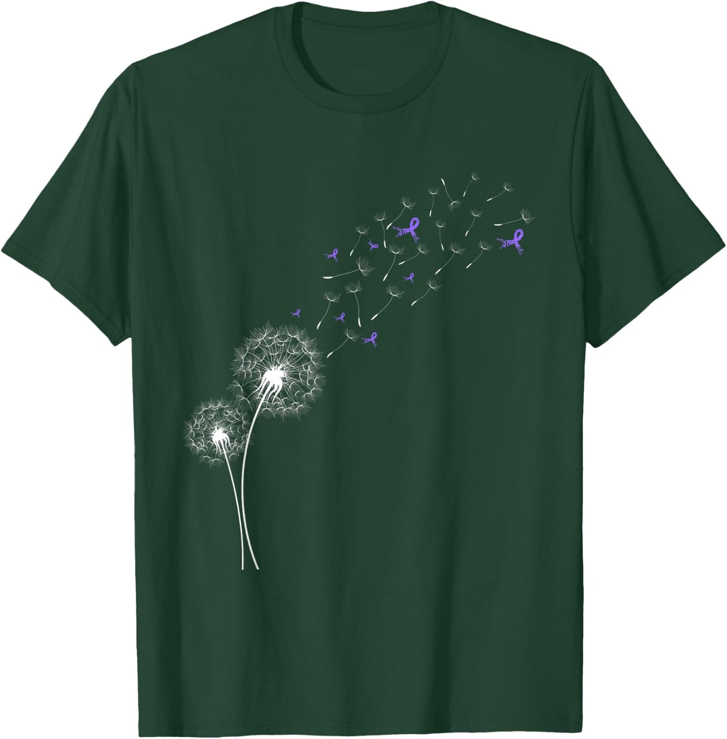 Dandelion Purple Ribbon Pancreatic Cancer Awareness T-Shirt - T-Shirt | Forest