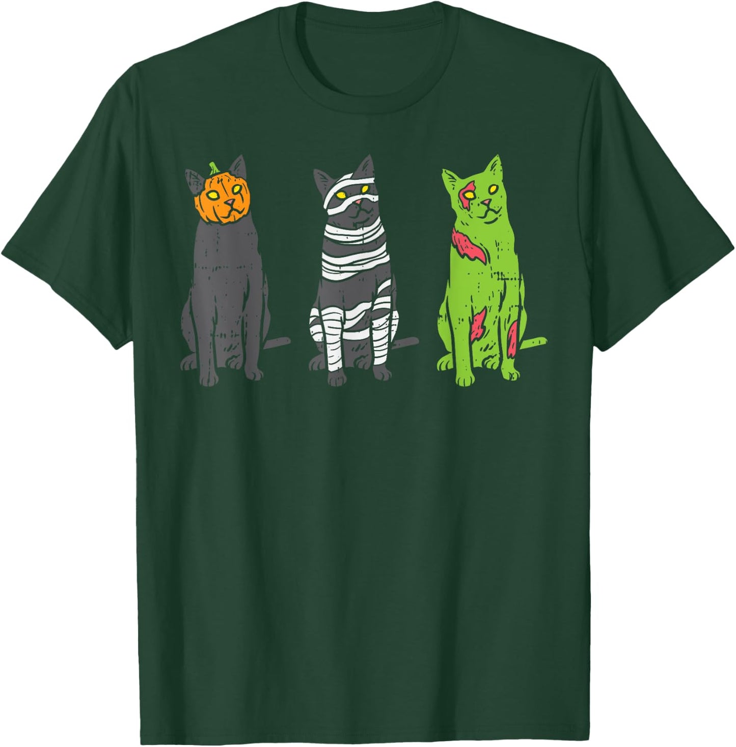 Pumpkin Mummy Zombie Black Cats Halloween Kitty Pet Gift T-Shirt - T-Shirt | Forest