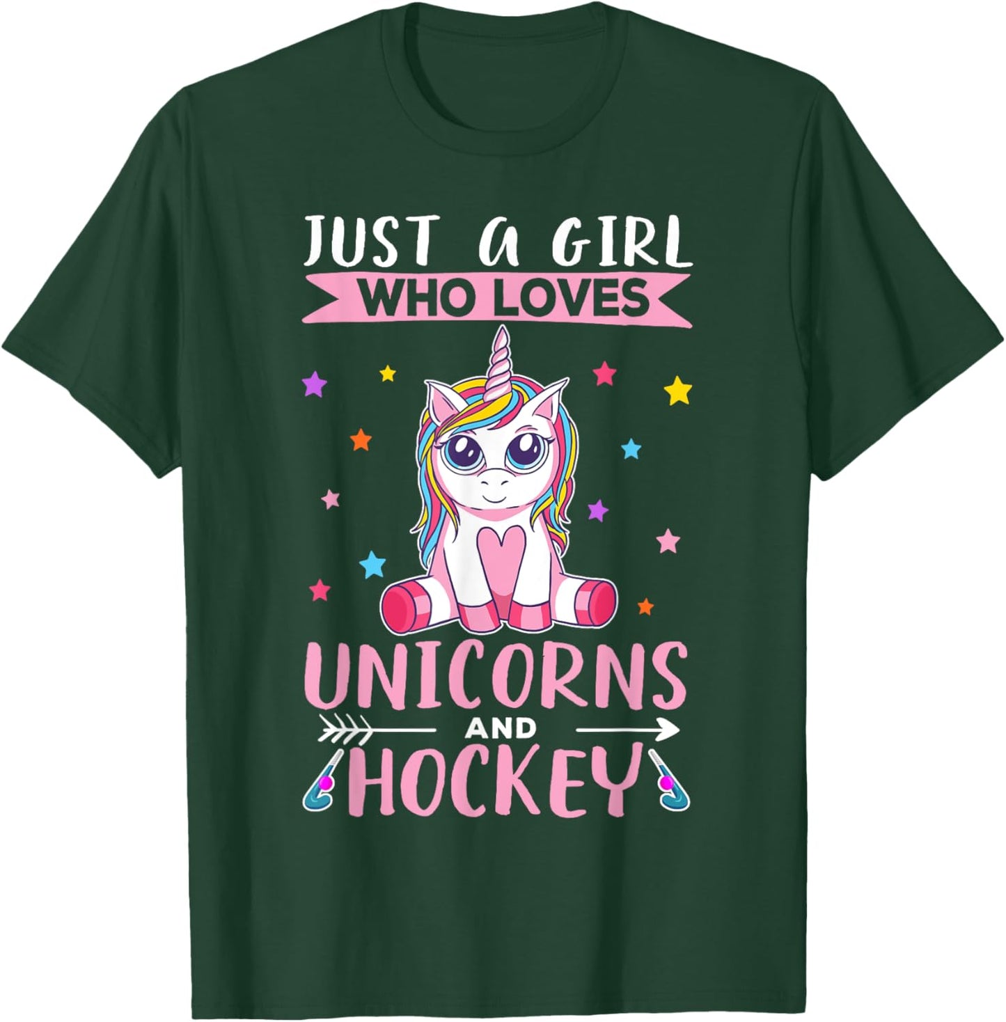Just A Girl Who Loves Unicorns And Hockey Field Hockey T-Shirt - T-Shirt | Forest