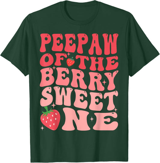 Peepaw Of The Berry Sweet One 1st Birthday Strawberry T-Shirt - T-Shirt | Forest