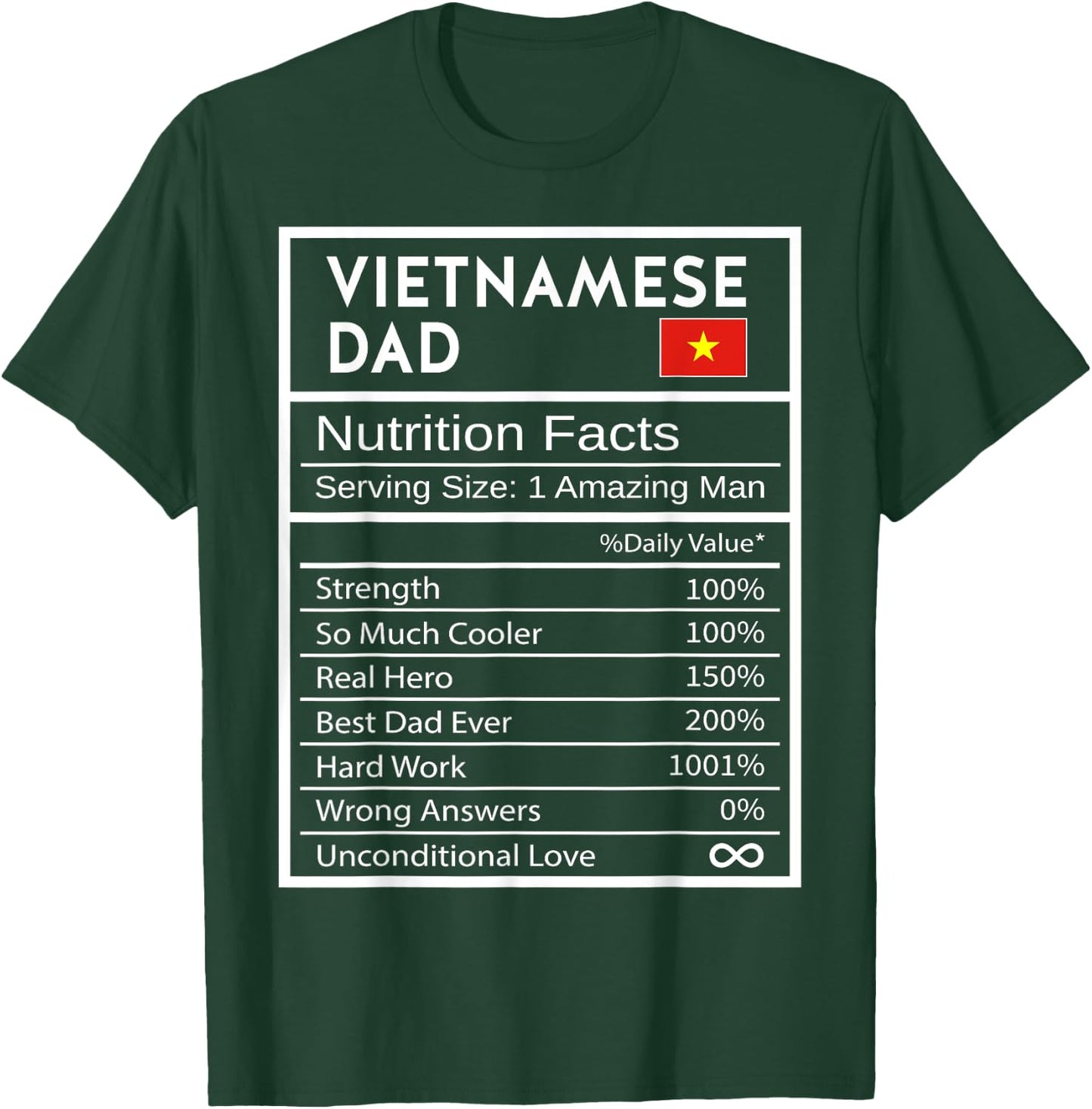 Vietnamese Dad Nutrition Facts National Pride Gift Dad T-Shirt - T-Shirt | Forest