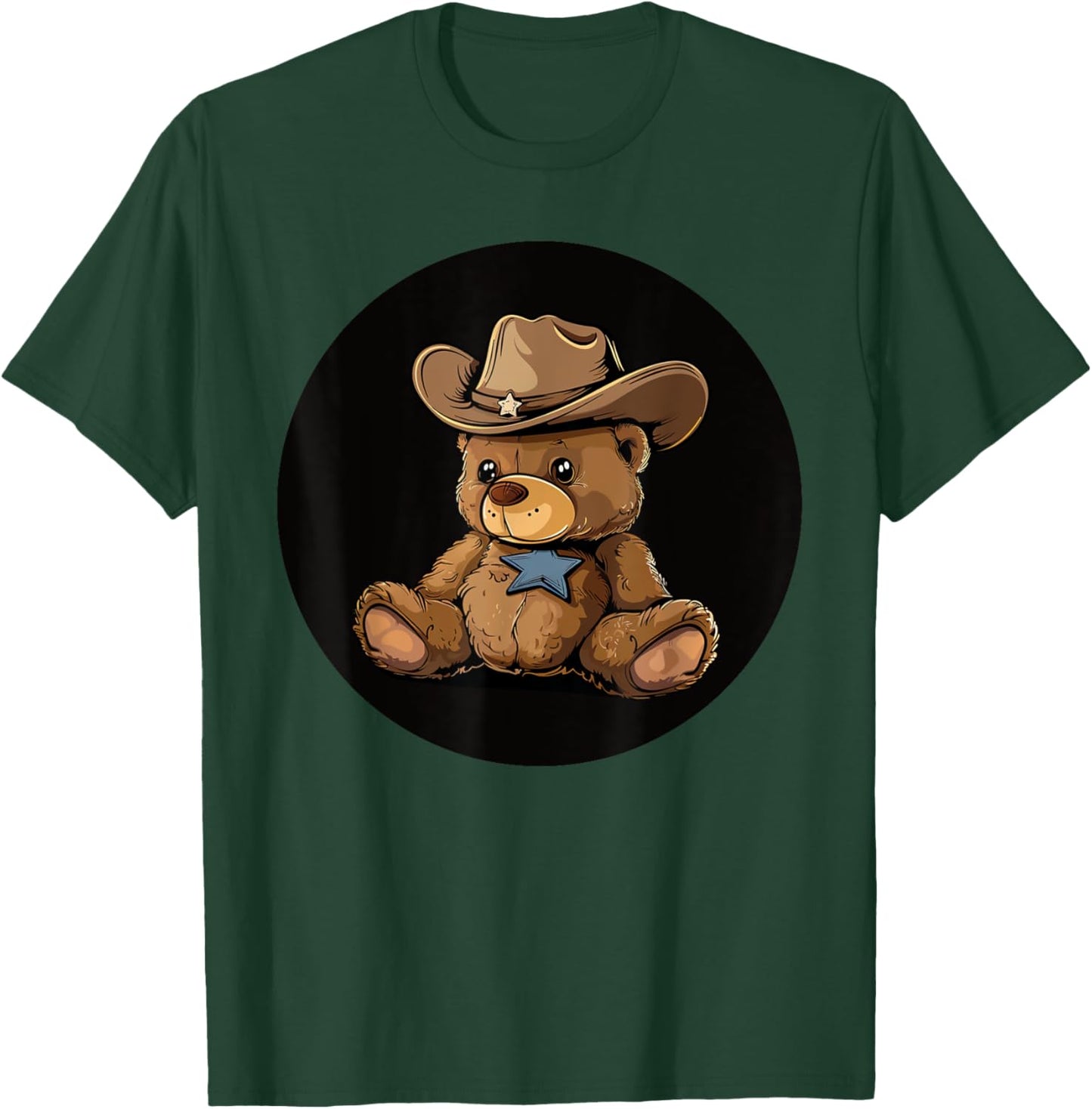 Funny Cowboy Teddy Bear with Sheriff's Star Costume T-Shirt - T-Shirt | Forest