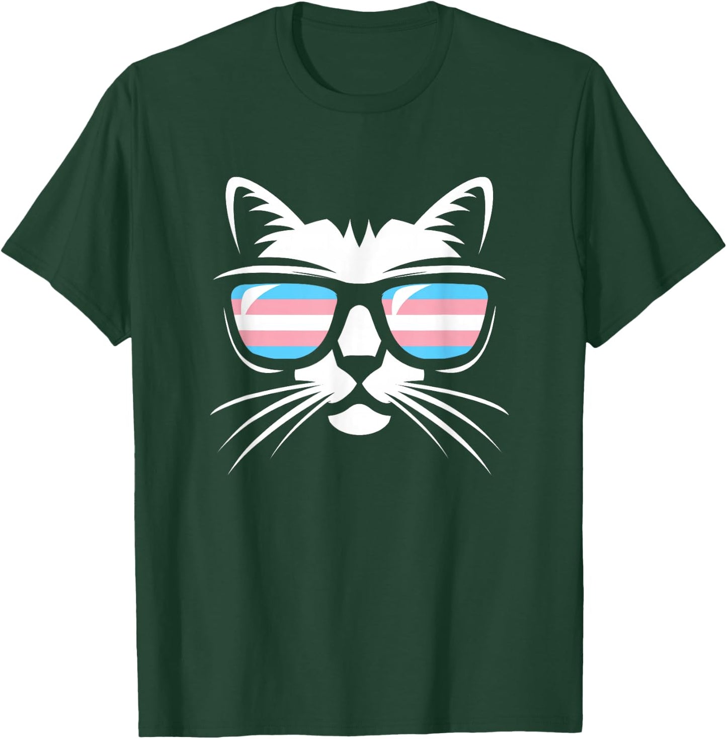 Transgender Pride Cat Support Trans Community T-Shirt - T-Shirt | Forest
