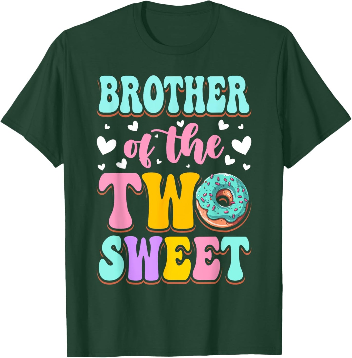 Brother Of The Two Sweet Donut Birthday Family Theme Girl T-Shirt - T-Shirt | Forest