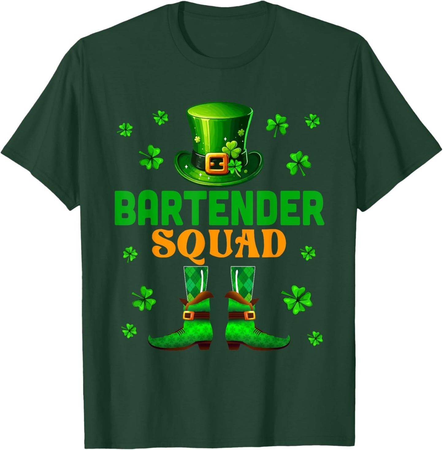 Bartender Squad St. Patrick's Day Costume Clovers Job Team T-Shirt - T-Shirt | Forest