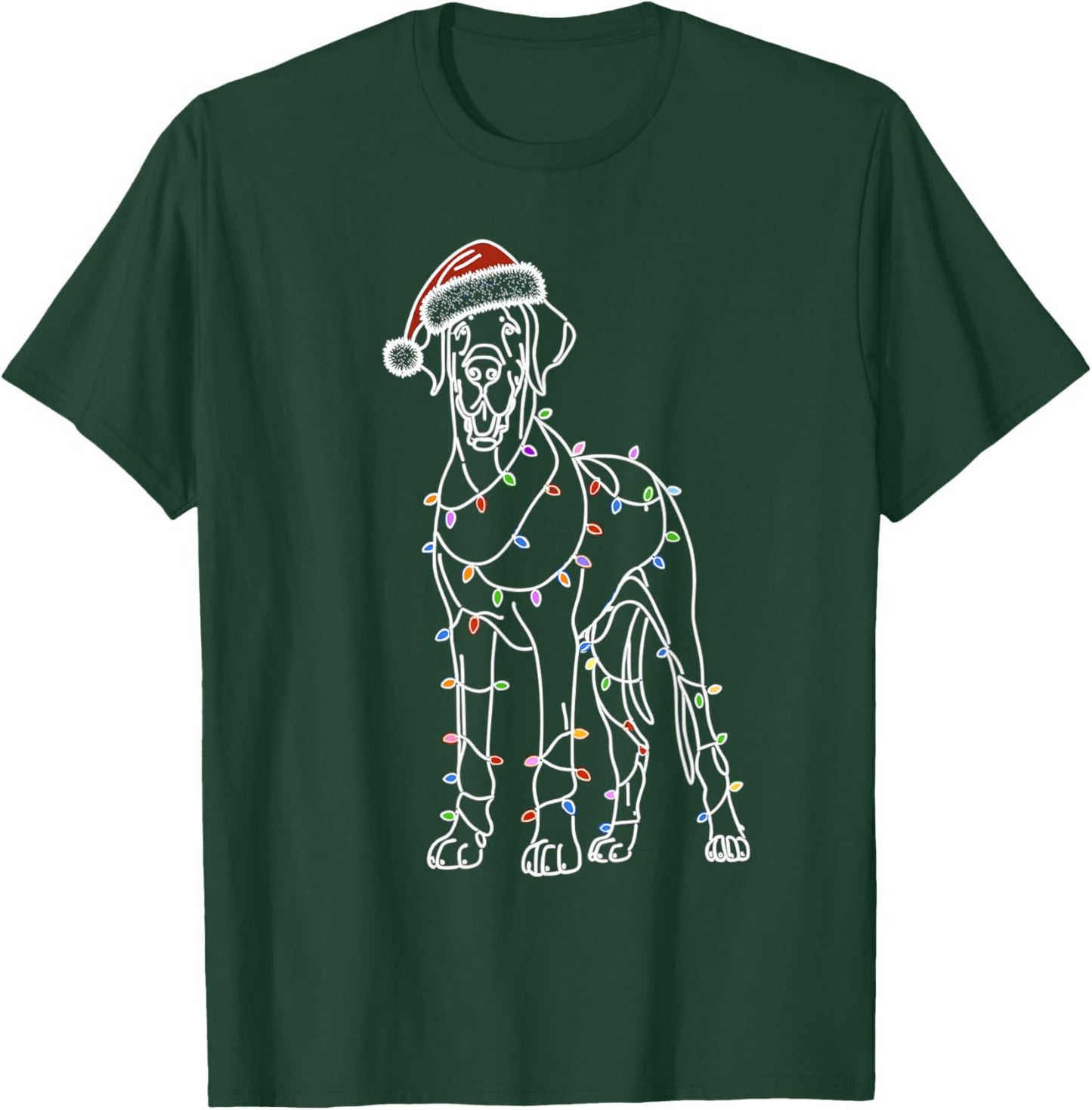 Great Dane Funny Santa Christmas Tree Lights, Pajamas Mom T-Shirt - T-Shirt | Forest