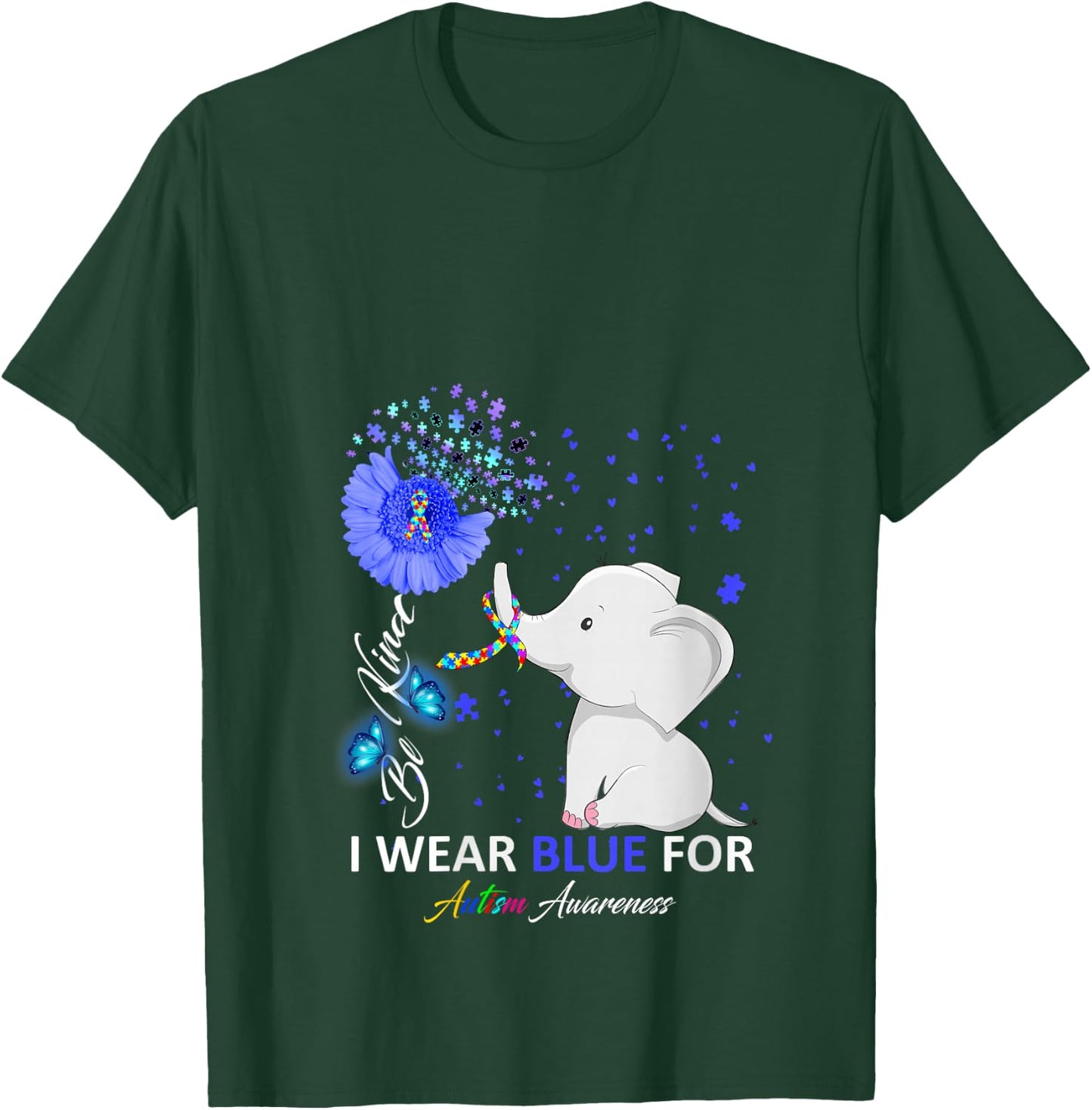 I Wear Blue Autism Awareness - Elephant Autism Awareness V-Neck T-Shirt - T-Shirt | Forest