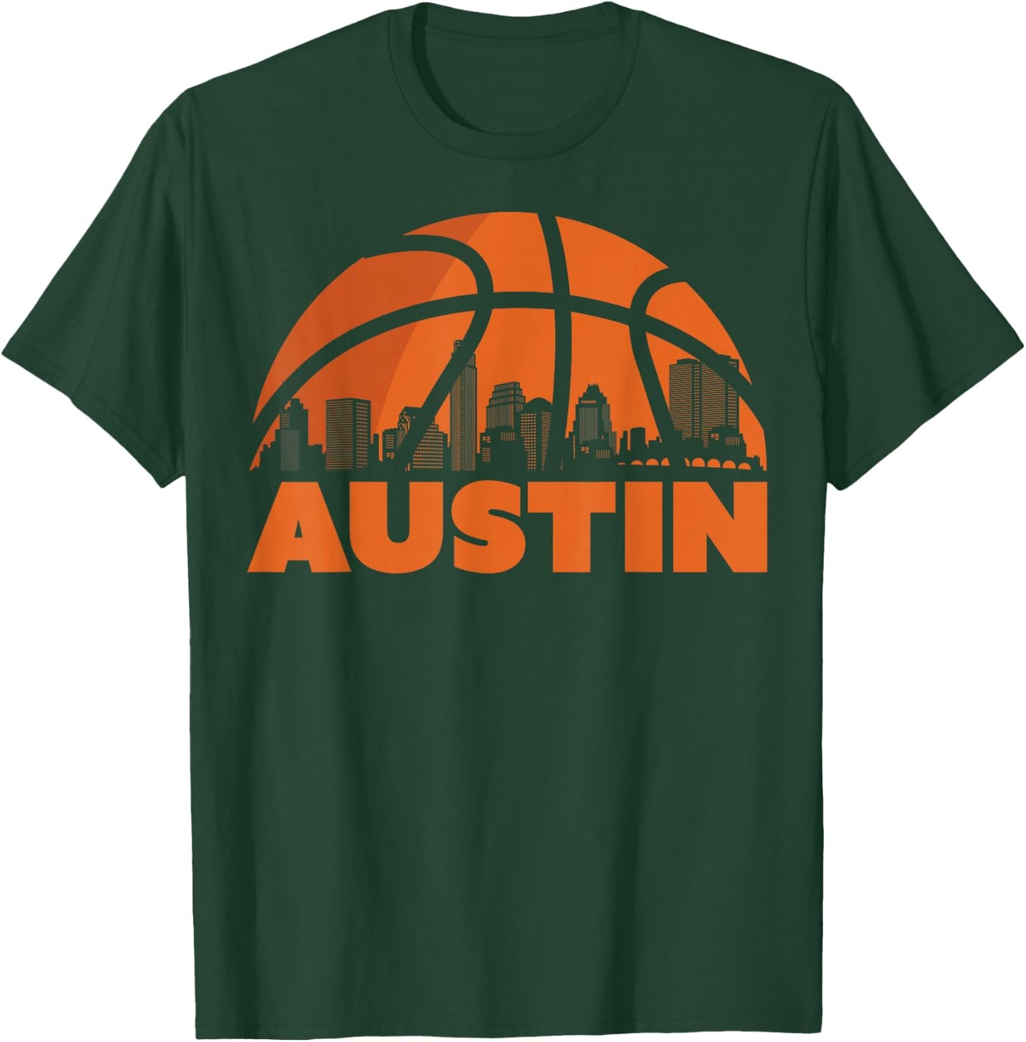 Austin City Skyline Texas Basketball Fan Jersey T-Shirt - T-Shirt | Forest