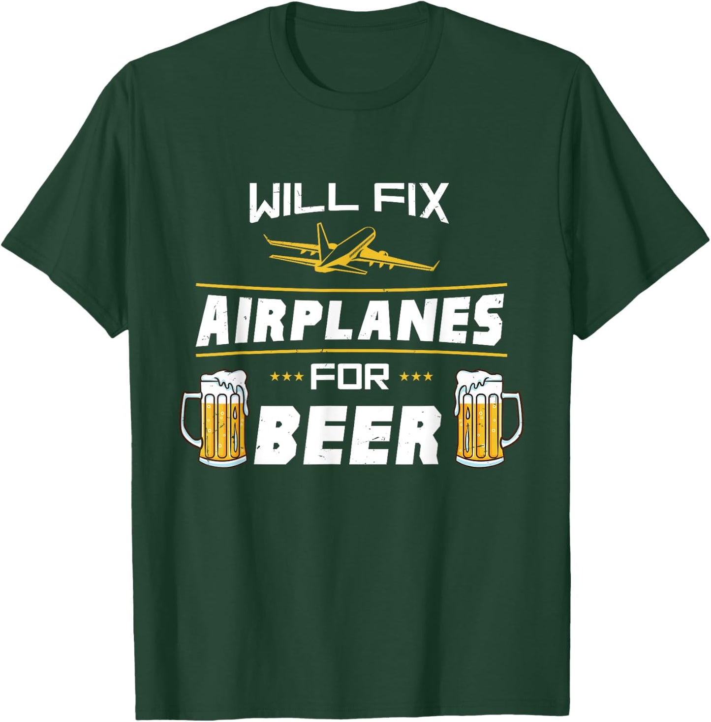 Will Fix Airplanes For Beer Aircraft Mechanic Gift T-Shirt - T-Shirt | Forest