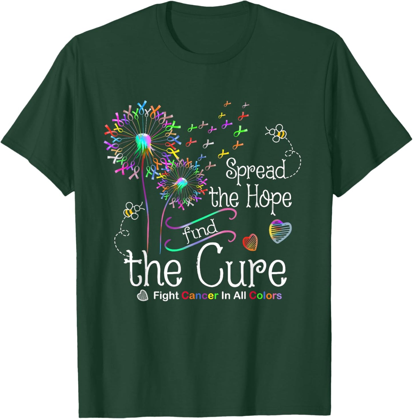 Fight Cancer In All And Every Color Ribbons Dandelion Flower T-Shirt - T-Shirt | Forest