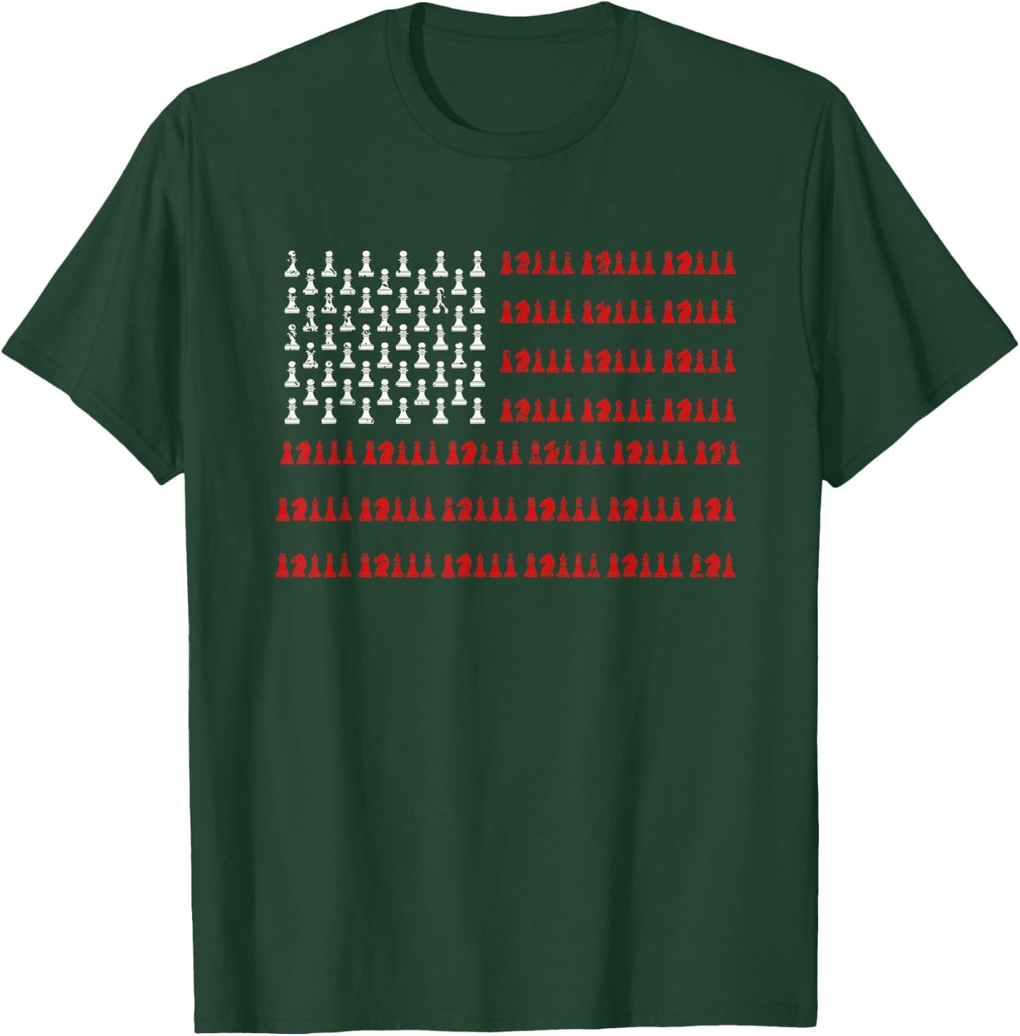 Chess Piece USA Flag Chess Player Gift Chess T-Shirt - T-Shirt | Forest