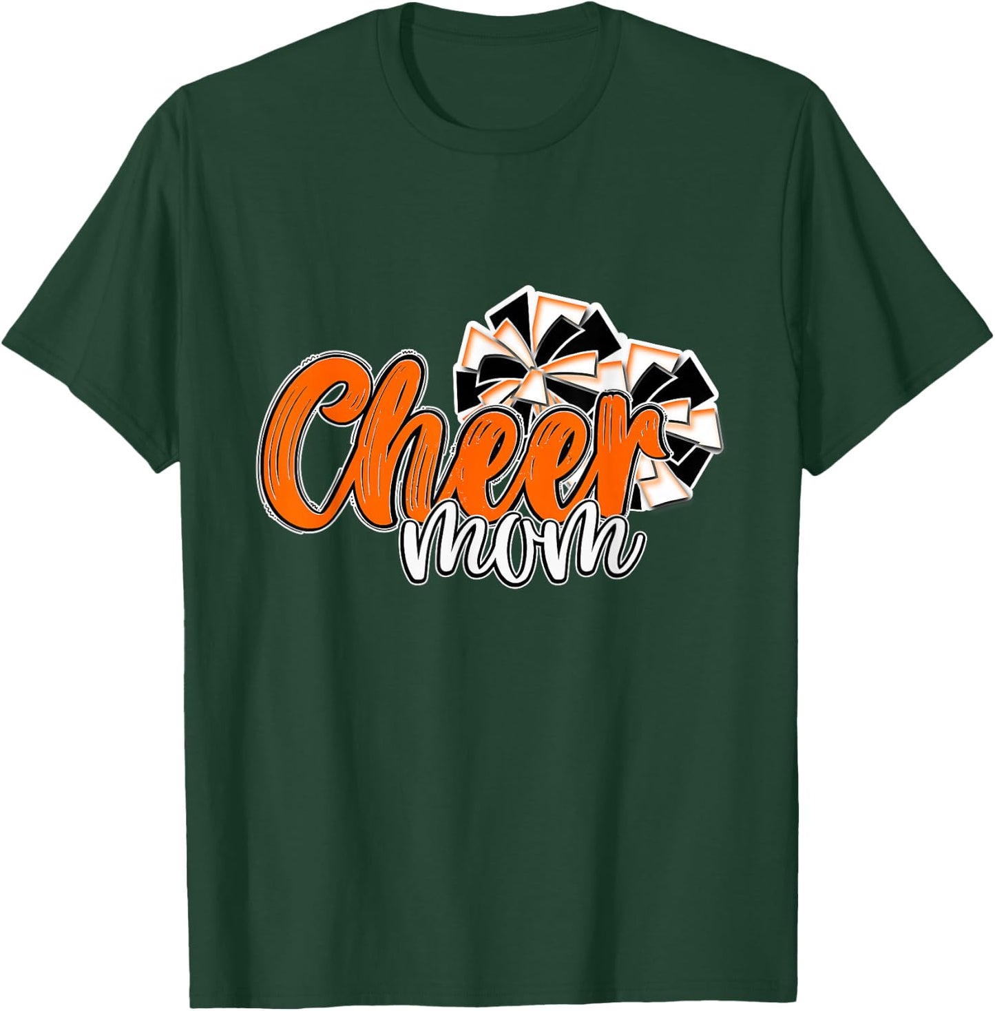 Cheer Mom Top, Pom Poms Orange Mascot Colors School T-Shirt - T-Shirt | Forest