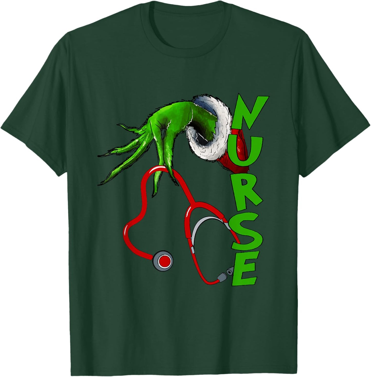 Nurse Christmas Stethoscope Nurses Xmas Pajamas PJs Women T-Shirt - T-Shirt | Forest