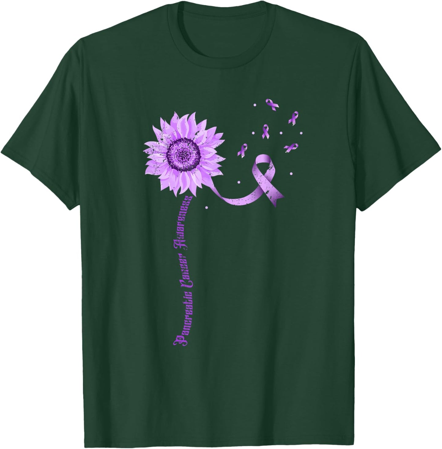 Cancer Survivor Purple Ribbon Gift Pancreatic Cancer T-Shirt - T-Shirt | Forest