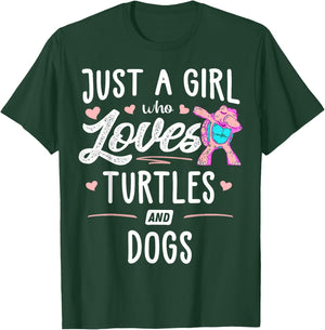 Just A Girl Who Loves Turtles And Dogs Gift Women T-Shirt - T-Shirt | Forest