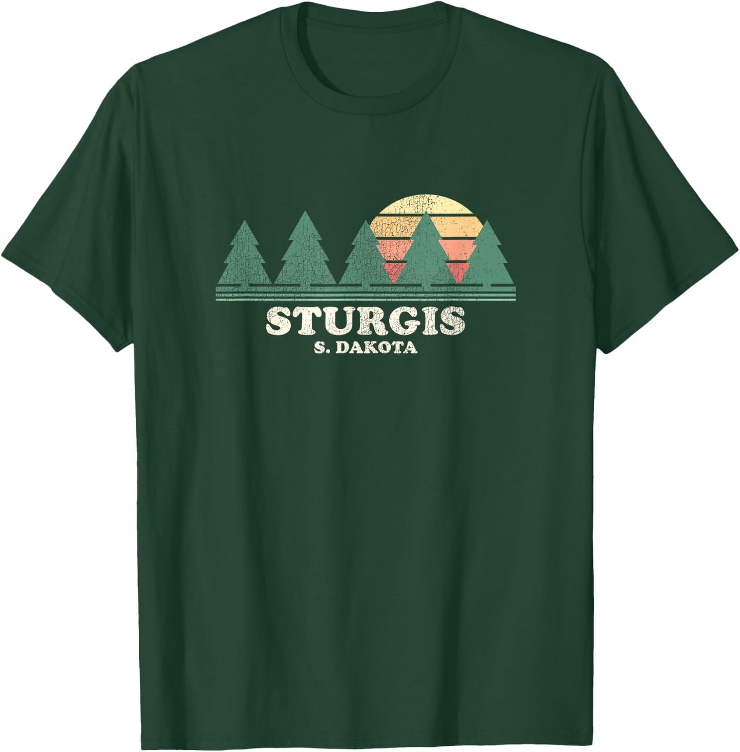 Sturgis SD Vintage Throwback Retro 70s Design T-Shirt - T-Shirt | Forest