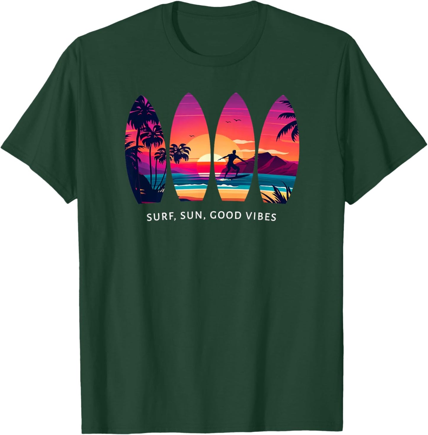 Surfing Surf Board Beach Surfer Gift Vintage T-Shirt - T-Shirt | Forest