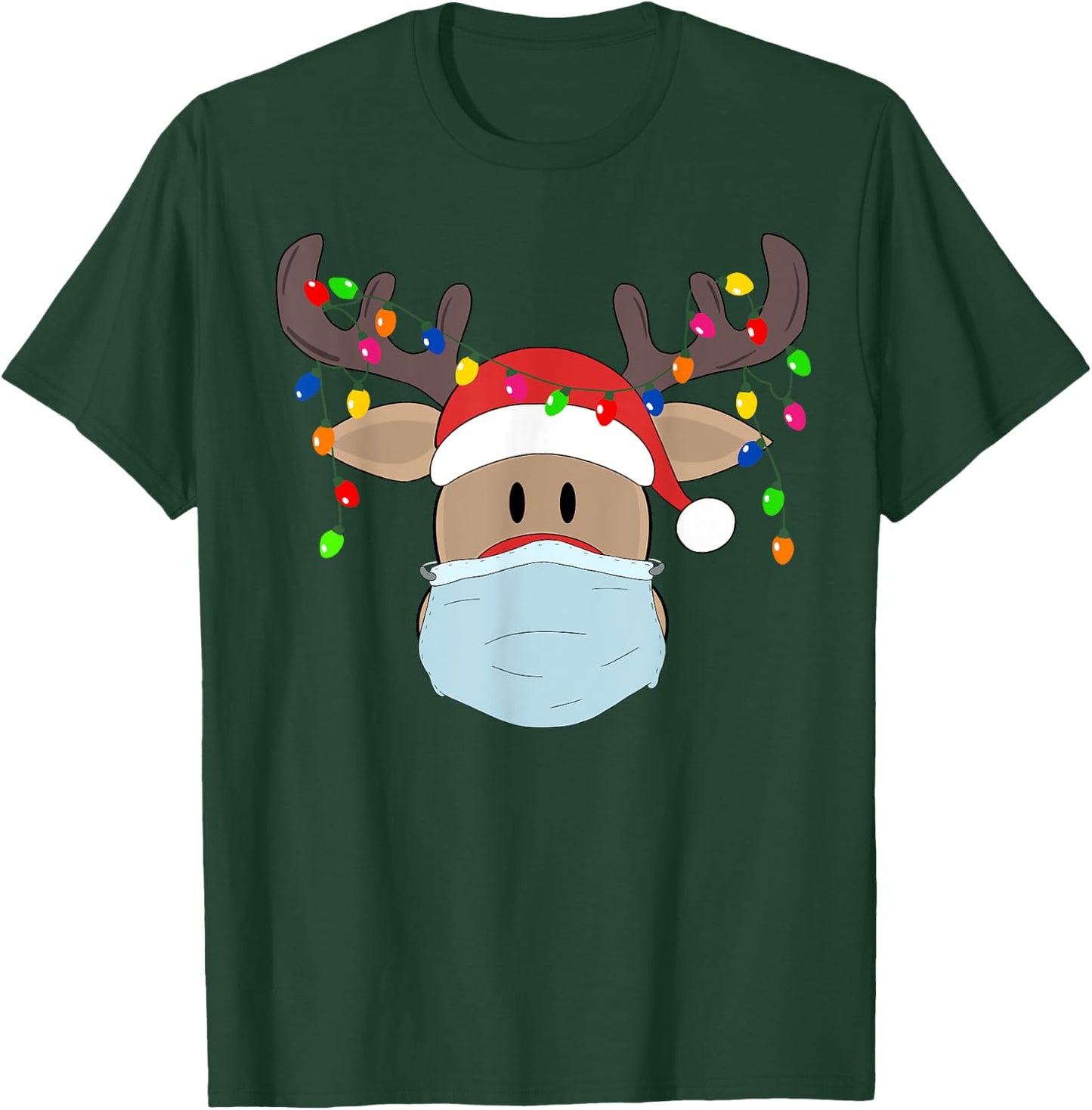 Christmas mask cute Rudolph reindeer mask shirt for holidays T-Shirt - T-Shirt | Forest