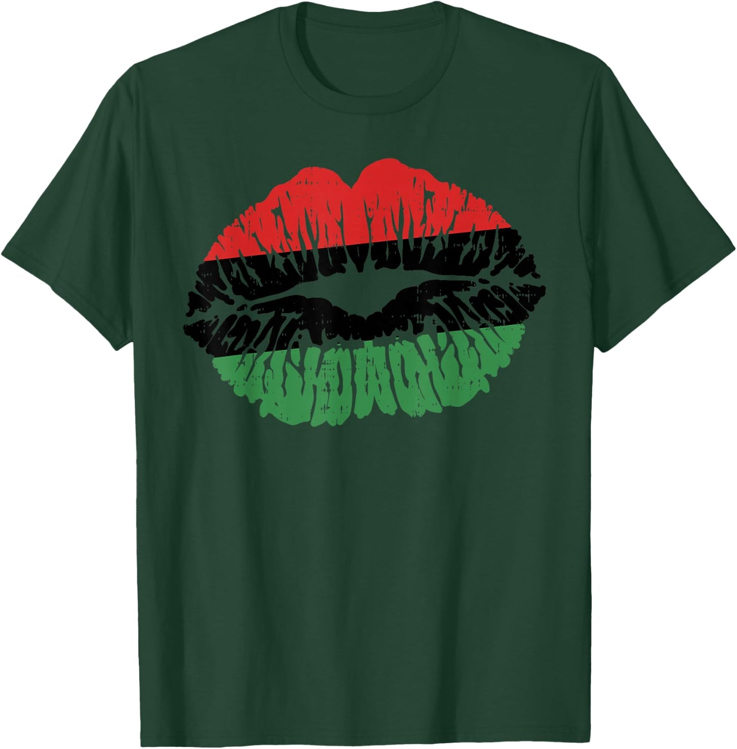 African Lips Flag Melanin Black History Month Pride Women T-Shirt - T-Shirt | Forest