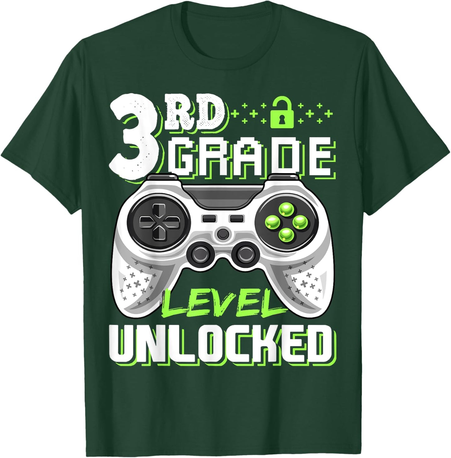 3rd Grade Level Unlocked Video Game Back to School Boys T-Shirt - T-Shirt | Forest