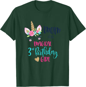 Unicorn Mom of the 3rd Birthday Girl Matching Daughter Party T-Shirt - T-Shirt | Forest