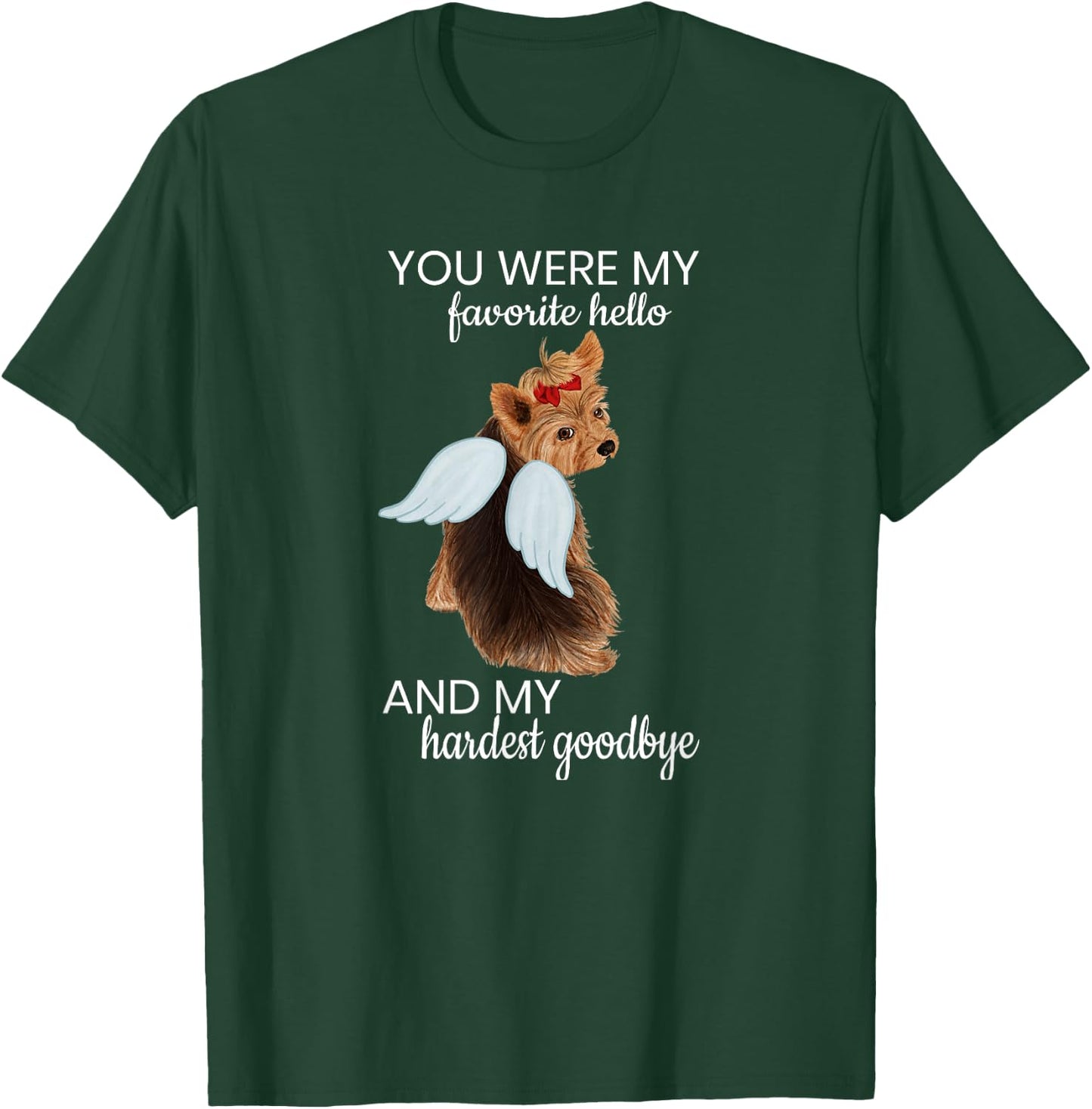 Angel Wing Dog Yorkie Memorial Puppy Rainbow Bridge Pet Women Girls Kids T-Shirt - T-Shirt | Forest