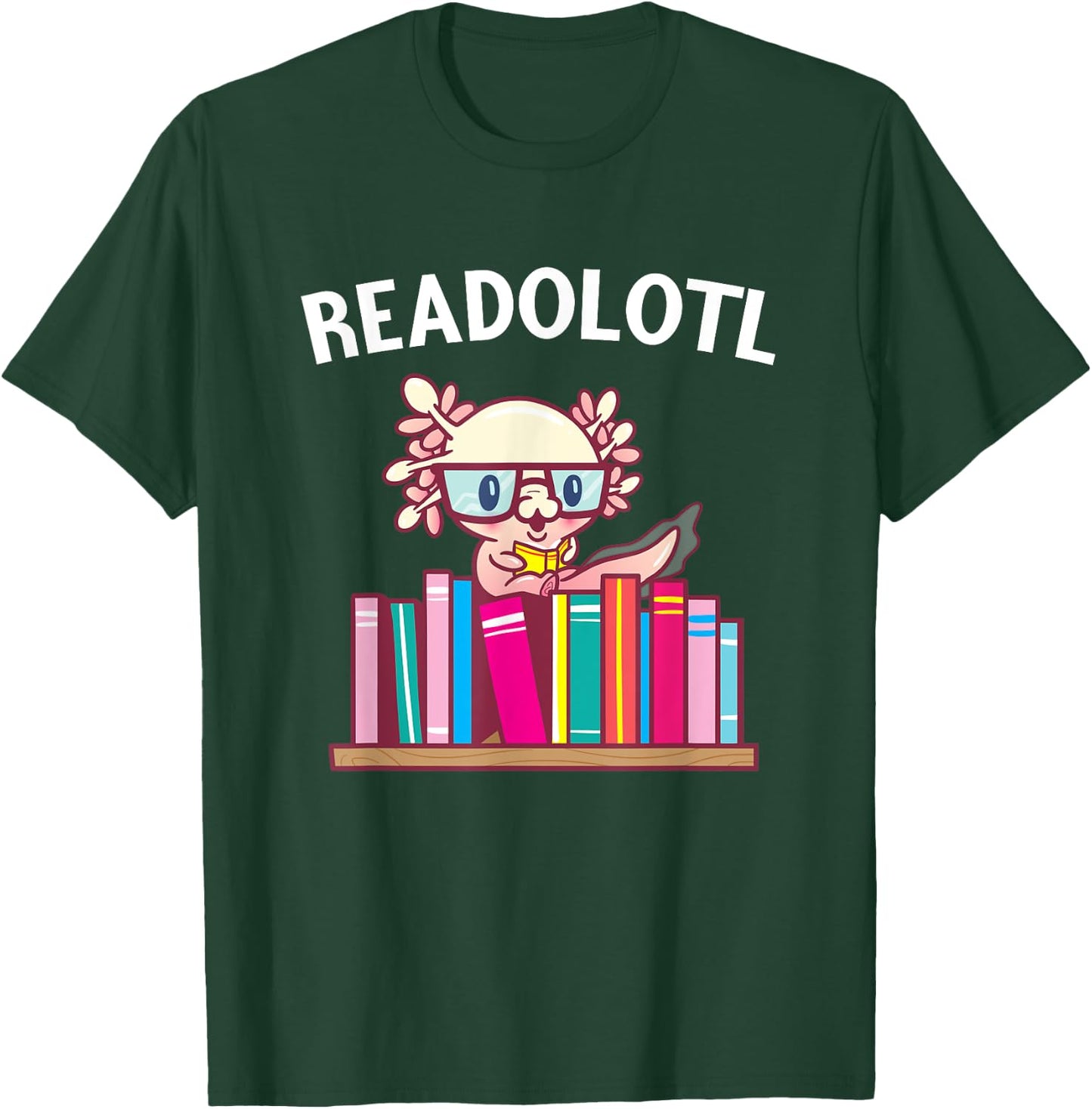 Funny Axolotl Shirt Book Reading Gift Bookworm Boys & Girls T-Shirt - T-Shirt | Forest