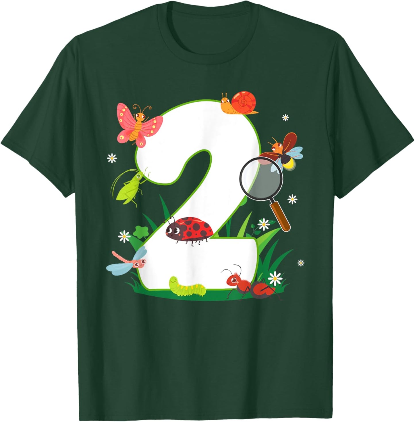 2nd Birthday Bugs And Insects Nature Lover 2 Year Old T-Shirt - T-Shirt | Forest