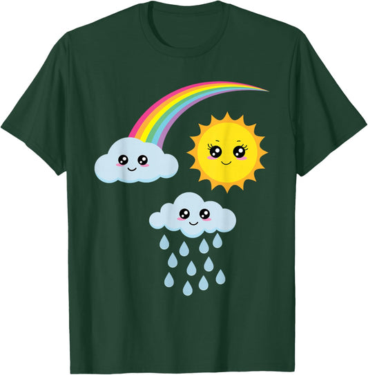 Kawaii Sonne Wolke Regenbogen T-Shirt - T-Shirt | Forest