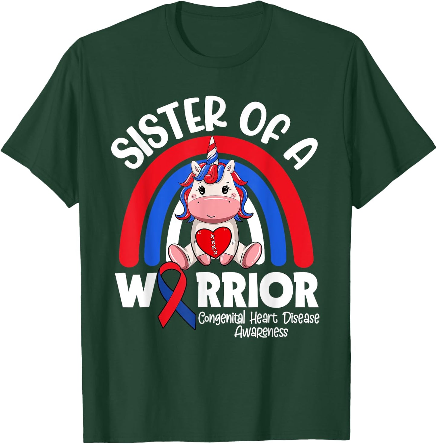 Sister Of A Heart Warrior CHD Awareness Week Clothing Gift T-Shirt - T-Shirt | Forest