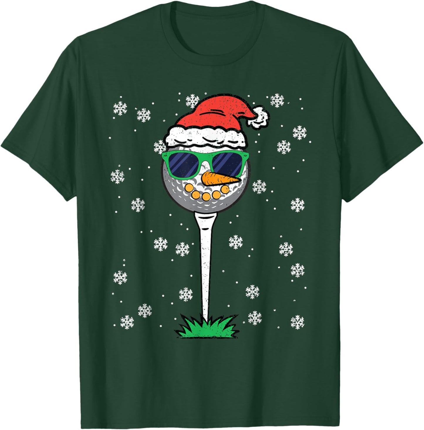 Golf Ball Snowman Christmas Pajama Funny X-mas Sport Golfer T-Shirt - T-Shirt | Forest