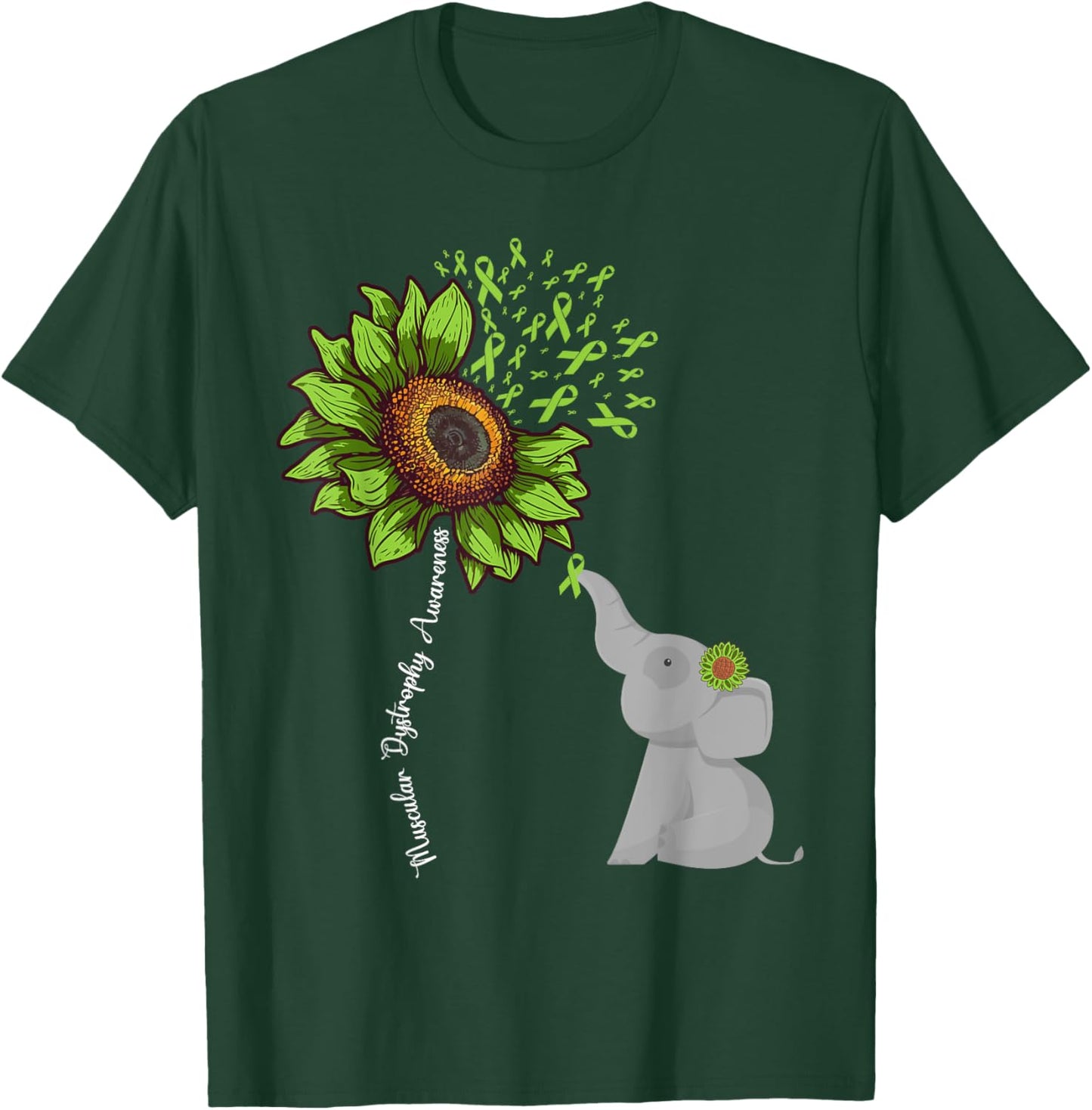 Sunflower Elephant Duchenne Muscular Dystrophy Awareness T-Shirt - T-Shirt | Forest
