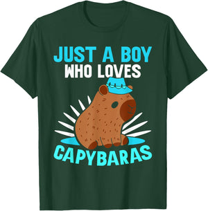 Just A Boy Who Loves Capybaras Lover Capybara Rodent Animal T-Shirt - T-Shirt | Forest