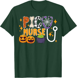 Spooky PICU Nurse Halloween Pediatric Intensive Care Unit T-Shirt - T-Shirt | Forest