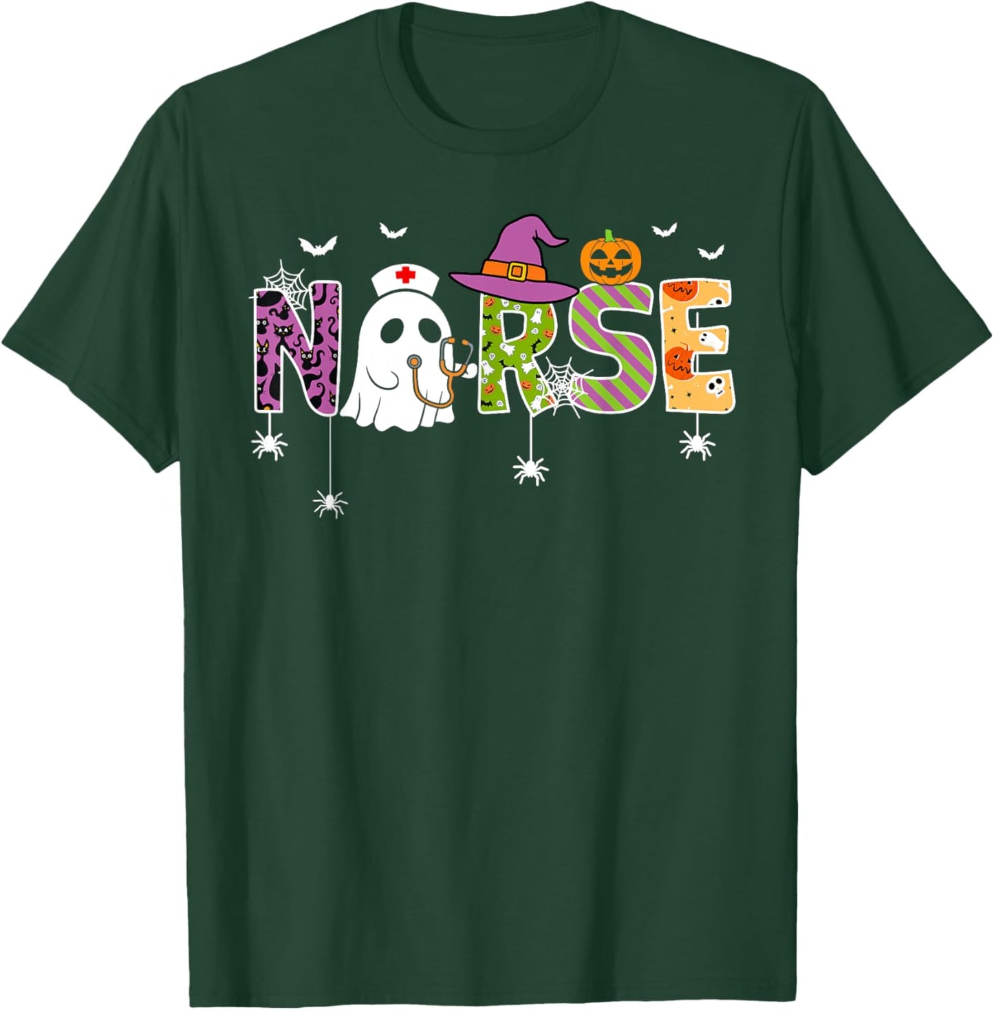 Nurse Halloween Costume Nursing Costume Scrub Top Women Men T-Shirt - T-Shirt | Forest