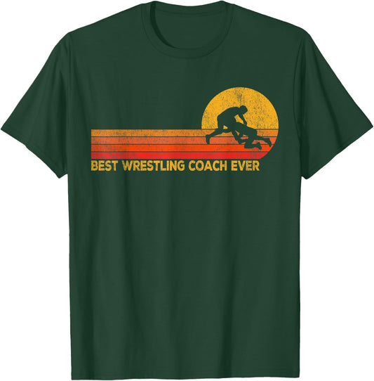 Best Scholastic Wrestling Coach Folkstyle Wrestling Retro T-Shirt - T-Shirt | Forest