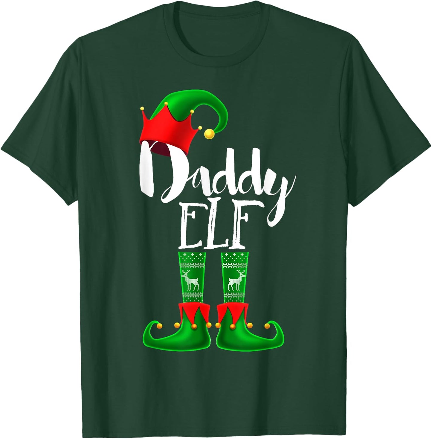 Daddy Elf Matching Family Christmas Pajama Shirt Gift Men T-Shirt - T-Shirt | Forest