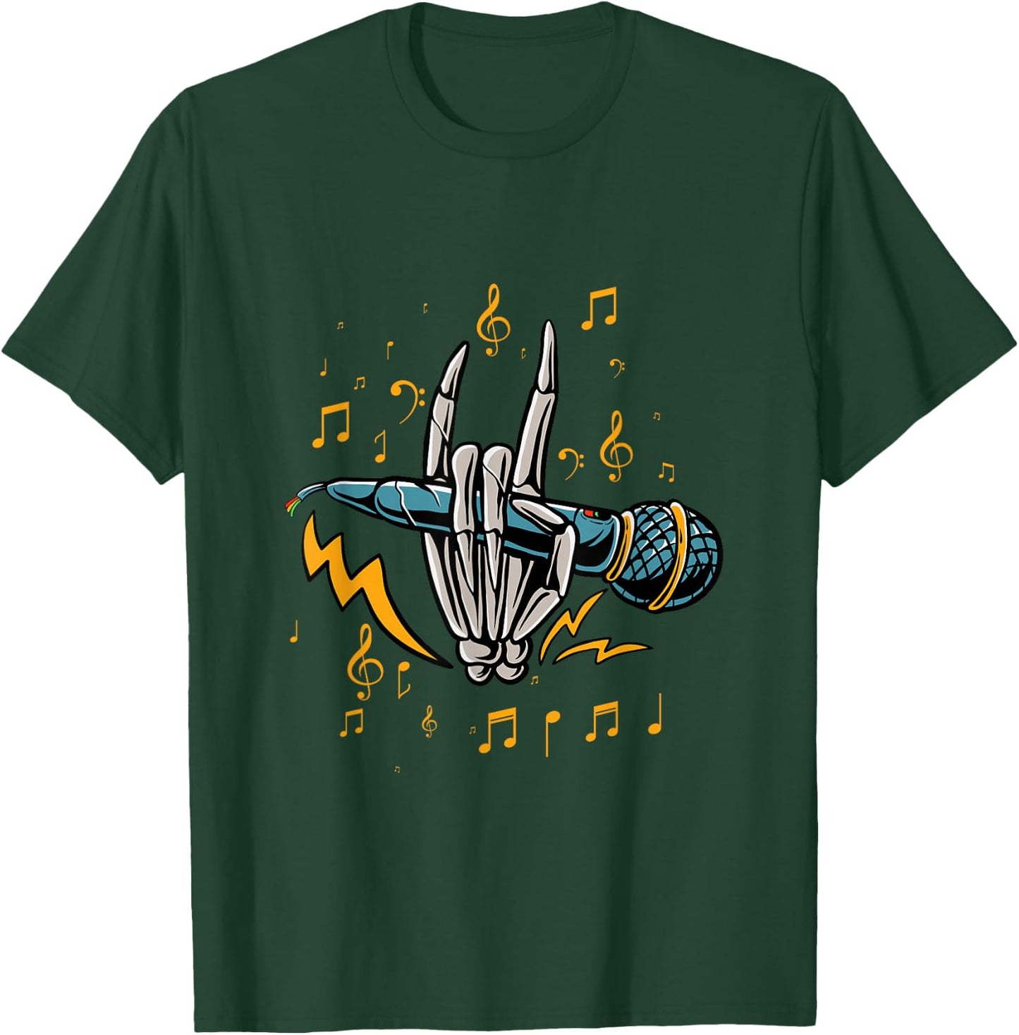 Karaoke Microphone Singer Music Singing Bar Skeleton Gift T-Shirt - T-Shirt | Forest