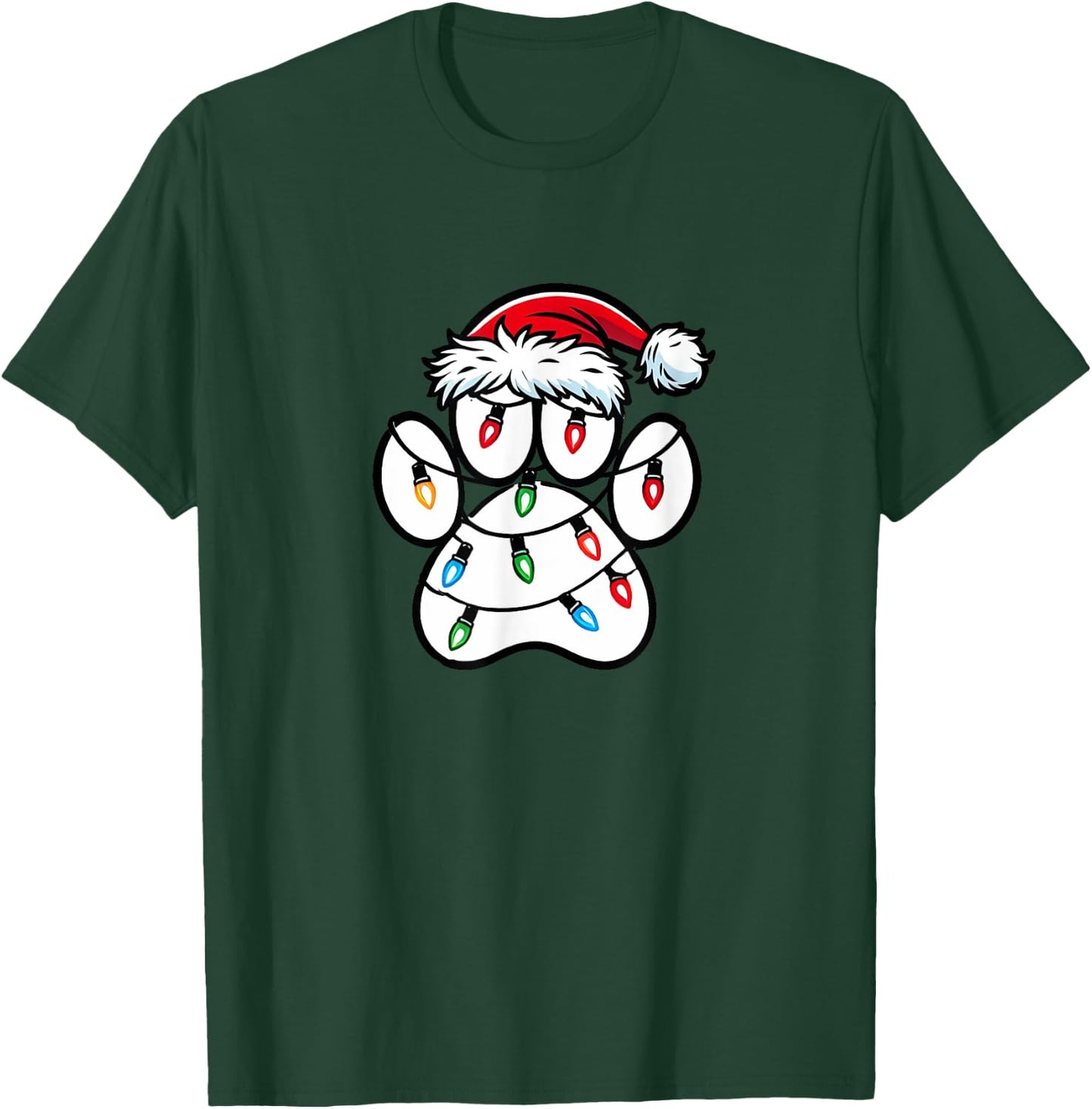 Christmas Dog Paw Christmas Dog Xmas Men Women Kids T-Shirt - T-Shirt | Forest