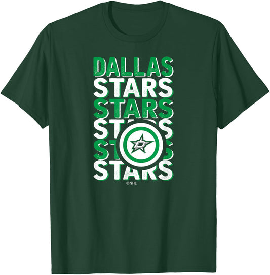 Dallas Stars Repeat Black Officially Licensed T-Shirt - T-Shirt | Forest