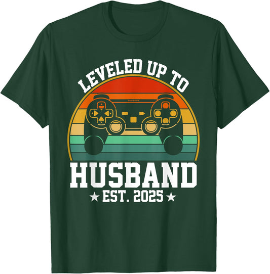Husband Level Unlocked Est.2025 I Leveled Up To Husband T-Shirt - T-Shirt | Forest
