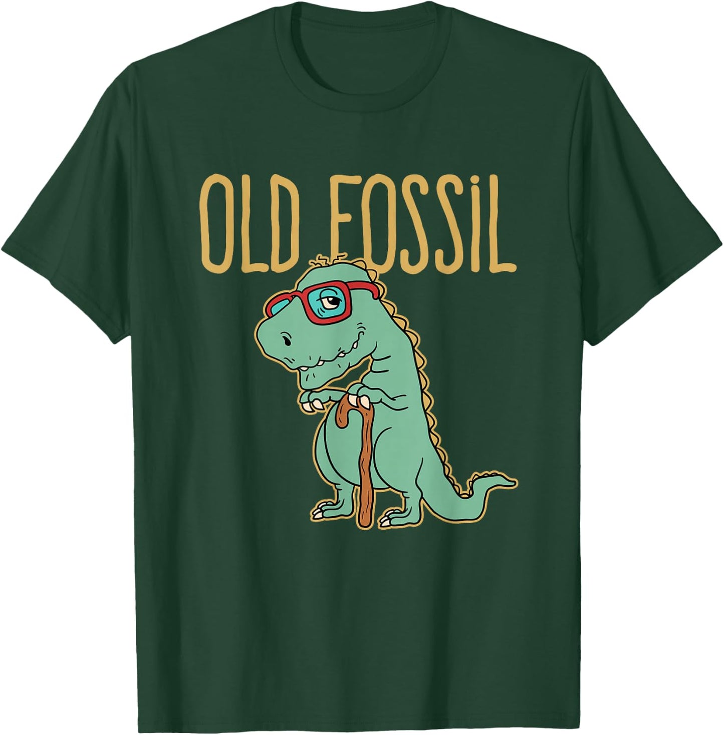 Old Fossil Dinosaur With Cane T-Shirt - T-Shirt | Forest