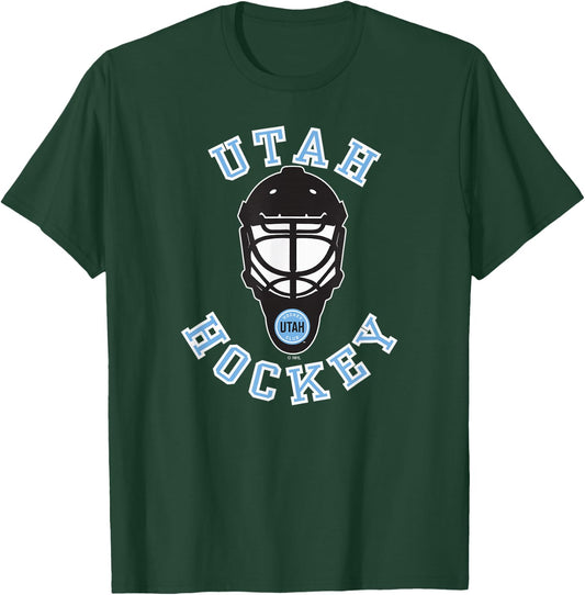 Utah Hockey Club Hockey Mask Dark Heather T-Shirt - T-Shirt | Forest