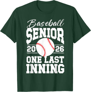Baseball Senior 2026 Last Inning Senior Baseball Player T-Shirt - T-Shirt | Forest