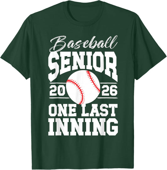 Baseball Senior 2026 Last Inning Senior Baseball Player T-Shirt - T-Shirt | Forest