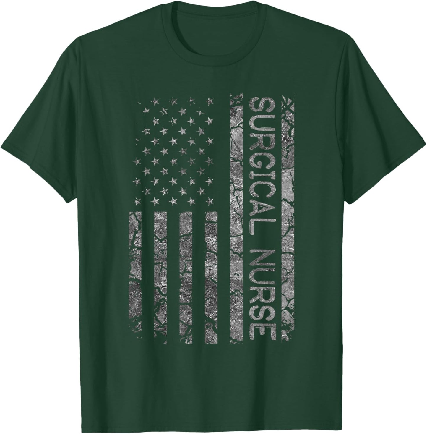 Funny Job Title Worker American Flag Surgical Nurse T-Shirt - T-Shirt | Forest