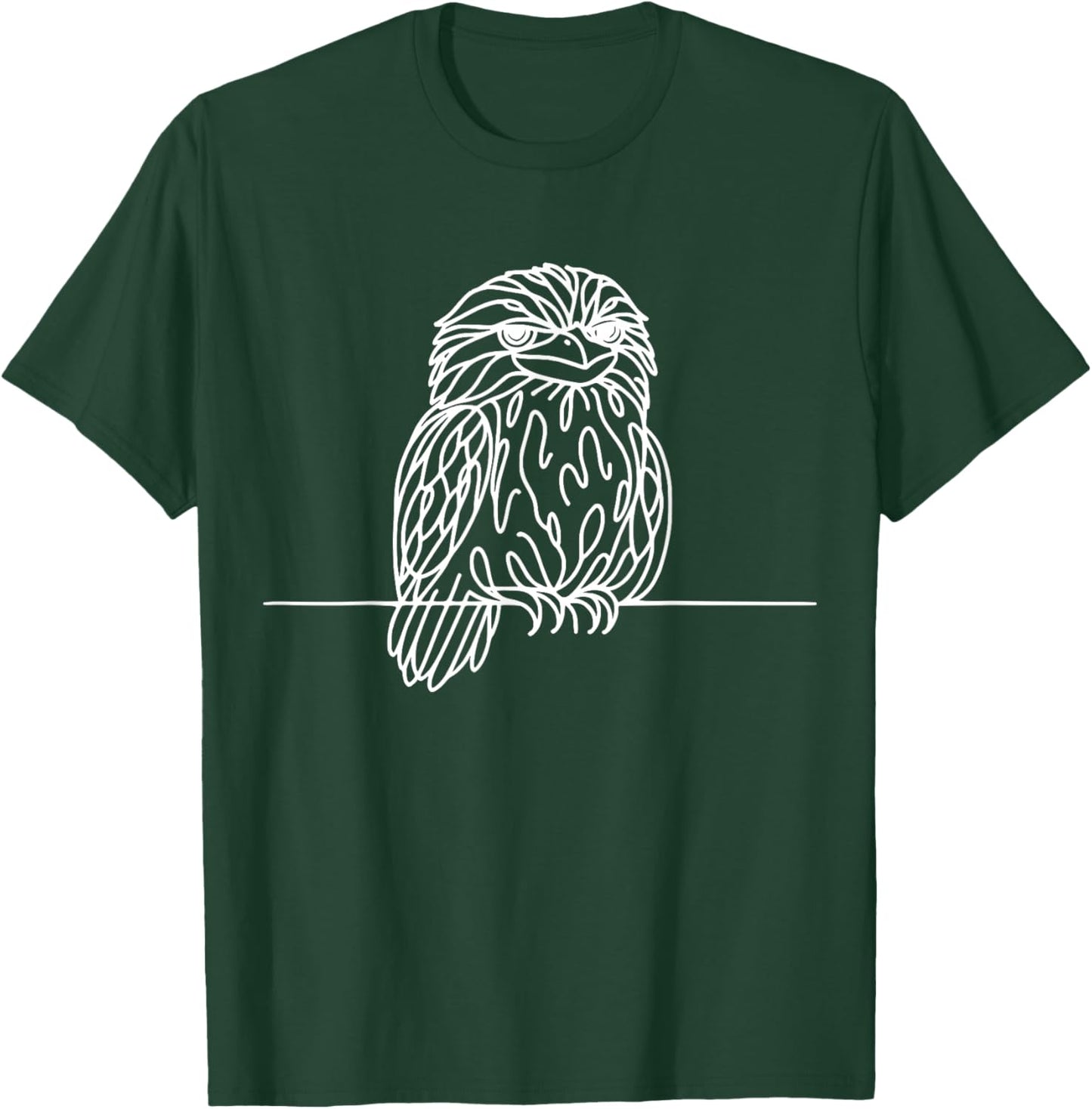 Tawny Frogmouth Bird Line Art Ornithology Design T-Shirt - T-Shirt | Forest