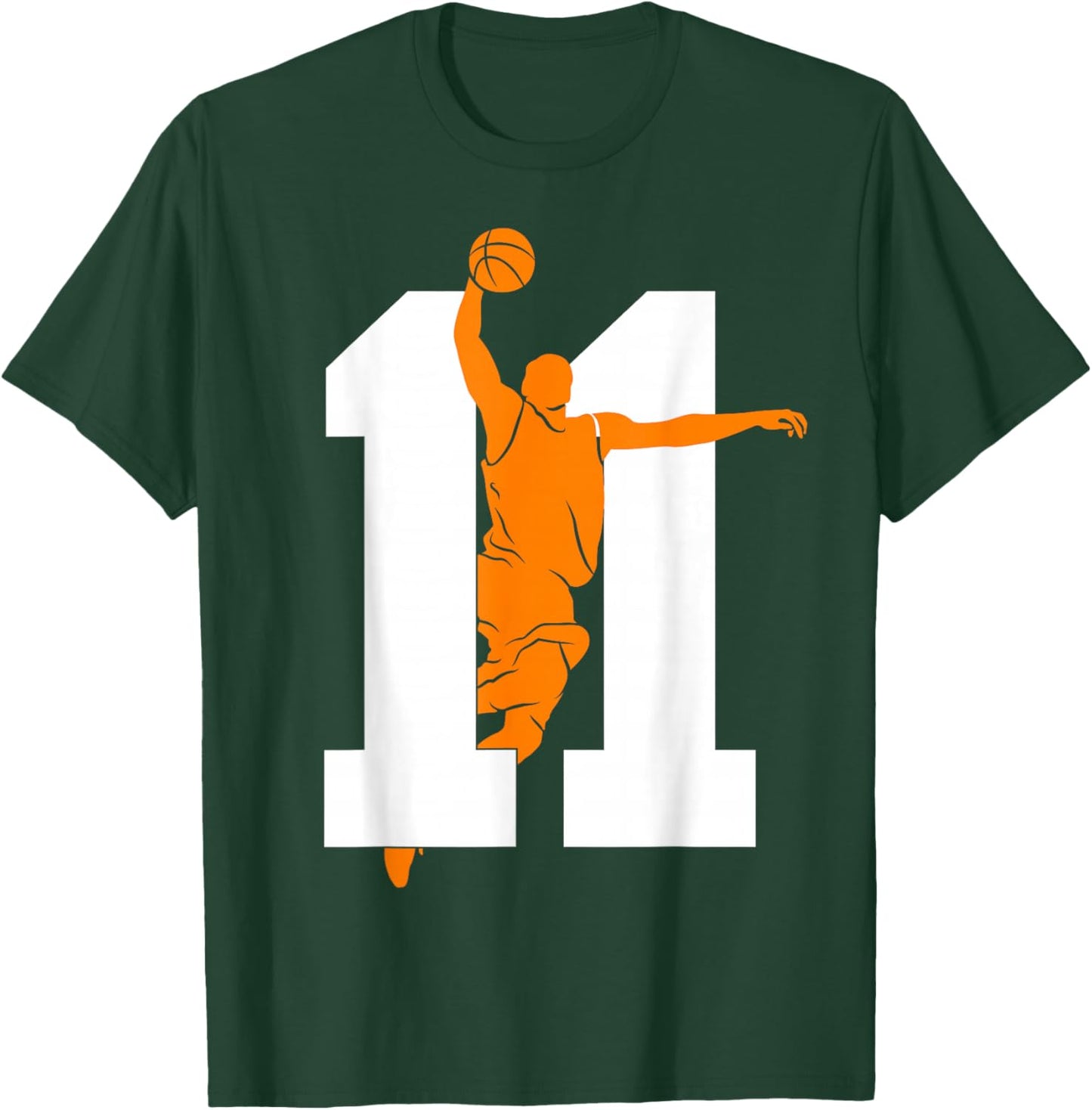 Number 11 Years Basketball 11th Birthday T-Shirt - T-Shirt | Forest