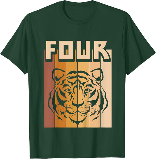 4 Year Old Tiger Birthday Boy Girl 4th Birthday Tiger T-Shirt - T-Shirt | Forest