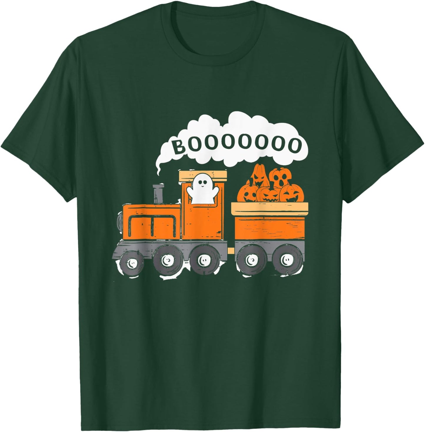Halloween Train Boo Funny Ghost Pumpkin Toddler Kids Boys T-Shirt - T-Shirt | Forest